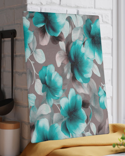 Tif Green Gray Floral Bunch Glass Cutting Board, 11" x 15"