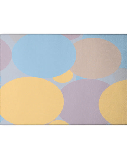 Pastel Baby Blue and Peach Patches 8" x 11" Glass Cutting Board
