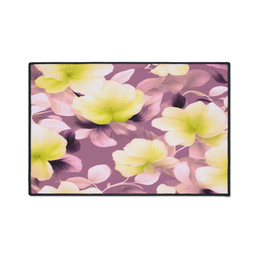 Lemon Blossom Floral Bunch Heavy Duty Floor Mat, 18" x 27"