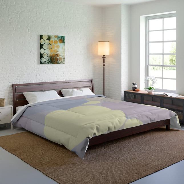 Pastel Soft Blue and Soft White Patches 104" × 88" Comforter