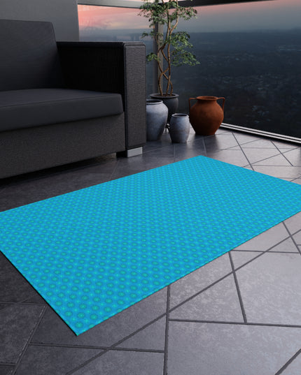 Light Blue Star-crossed Bodies Outdoor Rug, 36" x 60"