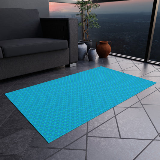 Light Blue Star-crossed Bodies Outdoor Rug, 36" x 60"