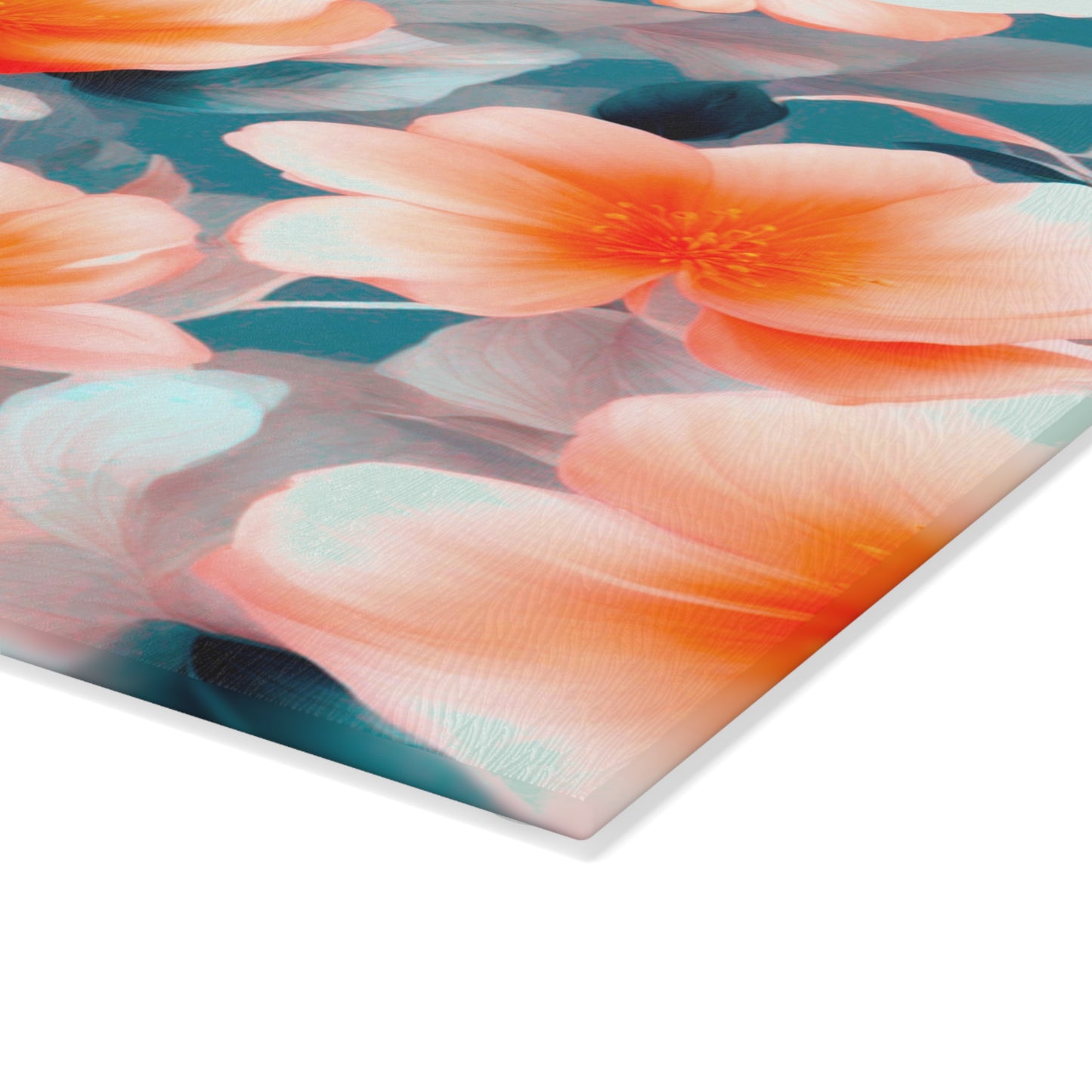 Orange Blossom Floral Bunch Glass Cutting Board, 8" x 11"