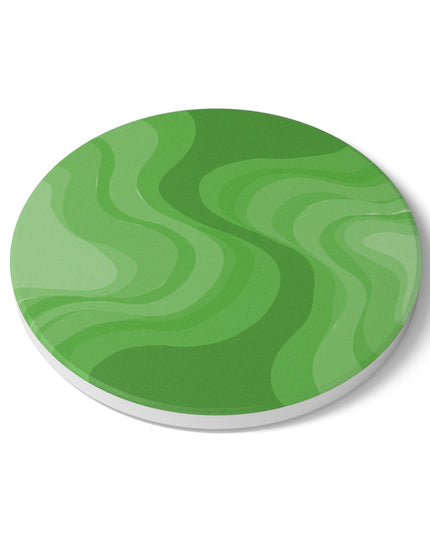 Greenie Meanie Wavey 4" x 4" Round Ceramic Coaster
