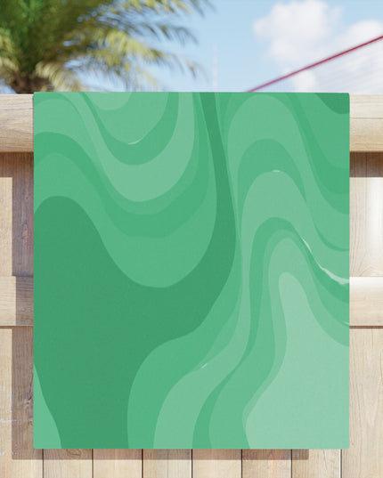 Mint Green Wavey Beach Towel, 30" x 60"