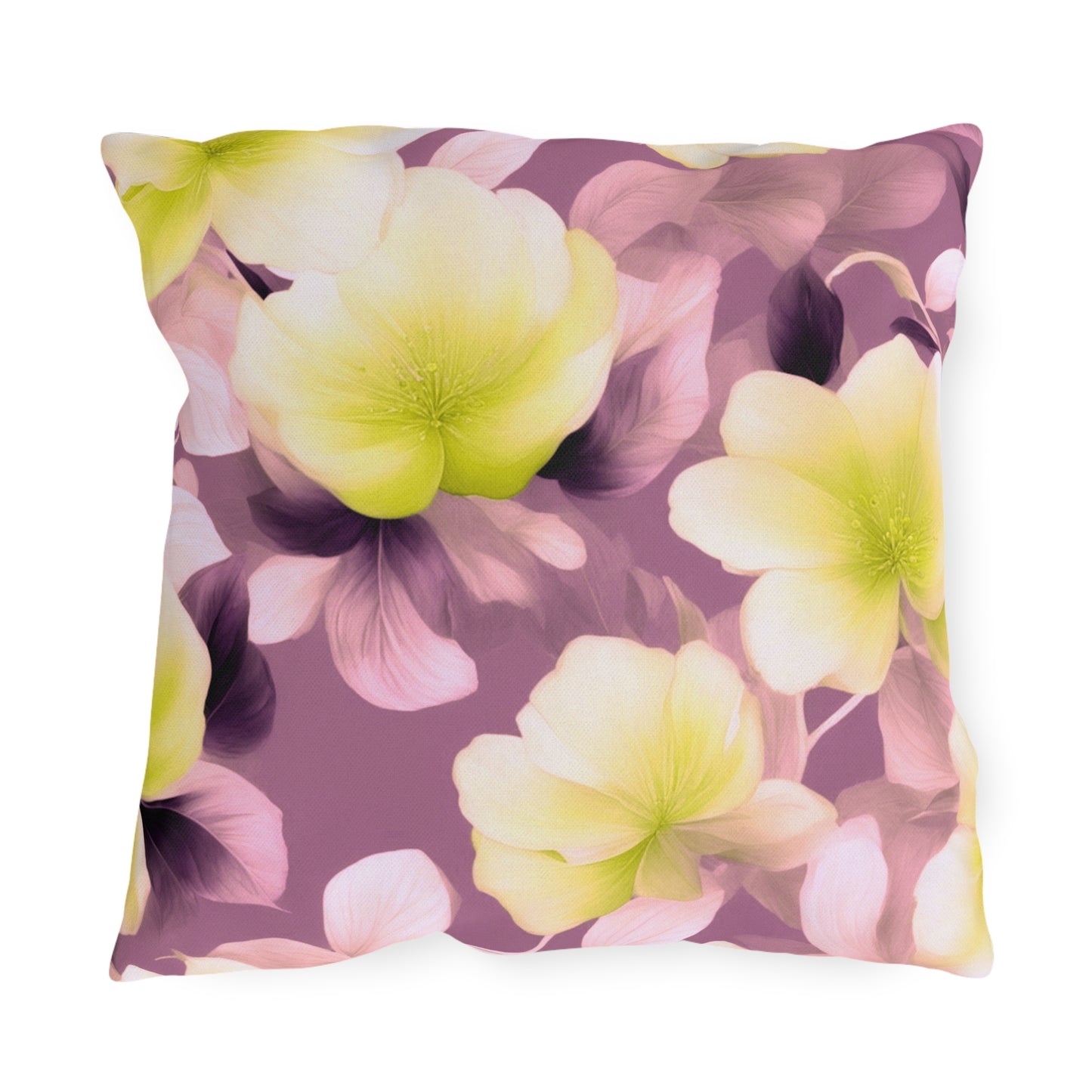 Lemon Blossom Floral Bunch 18" x 18" Outdoor Pillow
