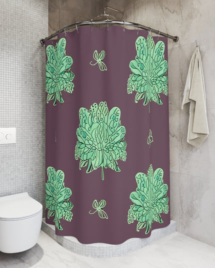 Mint Green Floral Butterflies Shower Curtain, 71" x 74"