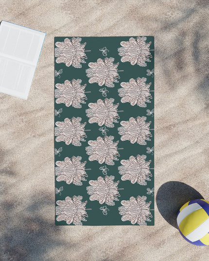 Soft White Floral Butterflies Beach Towel, 24" x 44"