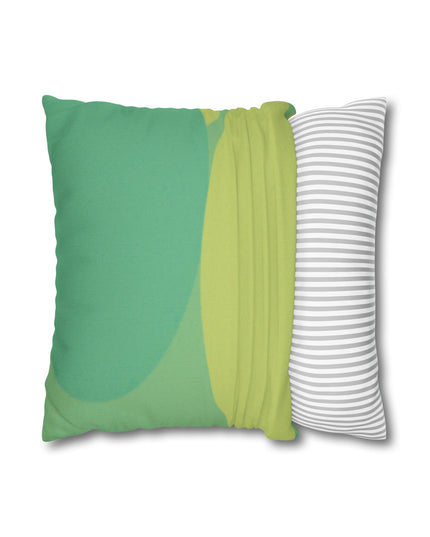 Pastel Green Patches Spun Polyester Square Pillowcase, 14" x 14"