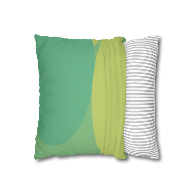 Pastel Green Patches Spun Polyester Square Pillowcase, 14" x 14"
