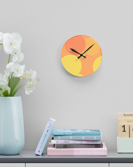 Pastel Bright Oranges Patches Acrylic Round Wall Clock, 8" x 8"