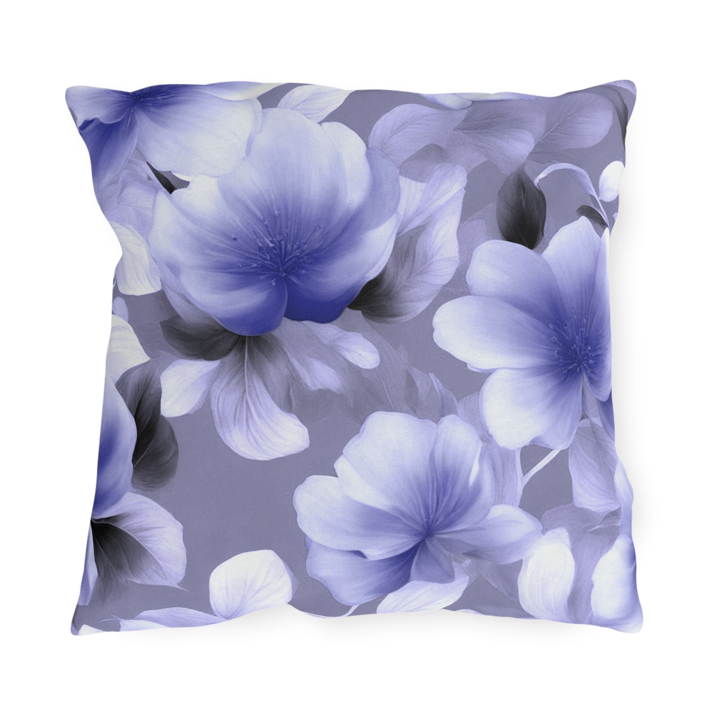 Indigo Blossom Floral Bunch 18" x 18" Outdoor Pillow