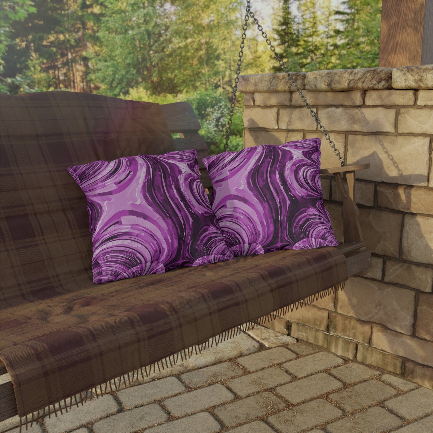 Uzi Spiral Powder Lavender Outdoor Pillow, 18" x 18"