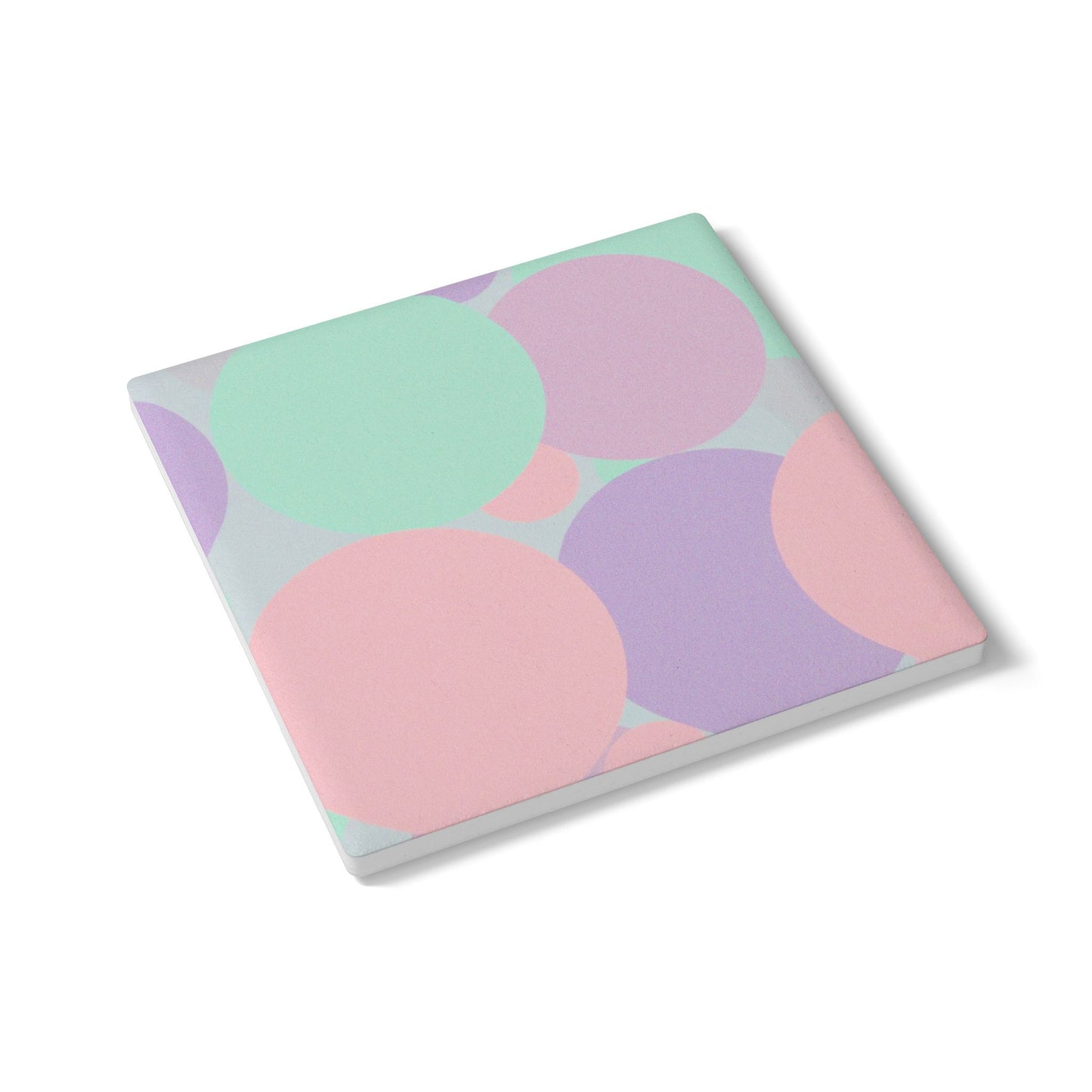 Pastel Peach and Soft Green Patches 4" x 4" Square Ceramic Coaster