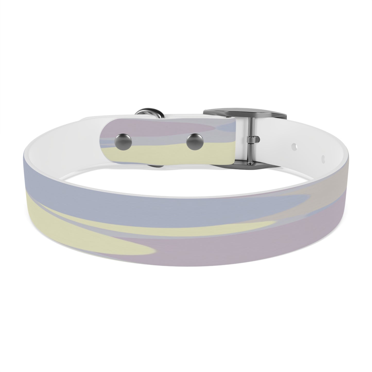 Pastel Soft Blue and Soft White Patches Medium Dog Collar