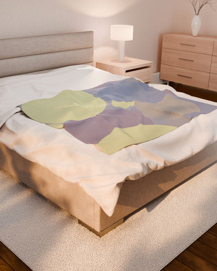 Pastel Soft Blue and Soft White Patches Velveteen Plush Blanket, 50" x 60"