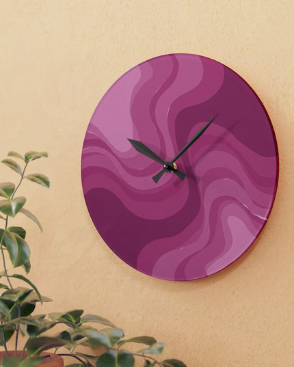 PInky Mauve Wavey 10.75" x 10.75" Round or Square Acrylic Wall Clock