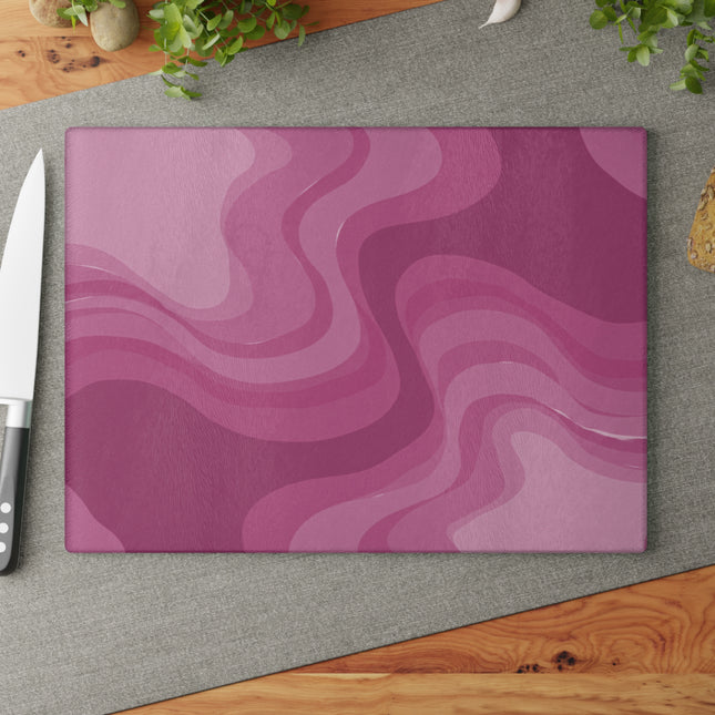 Pinky Mauve Wavey Glass Cutting Board, 11" x 15"