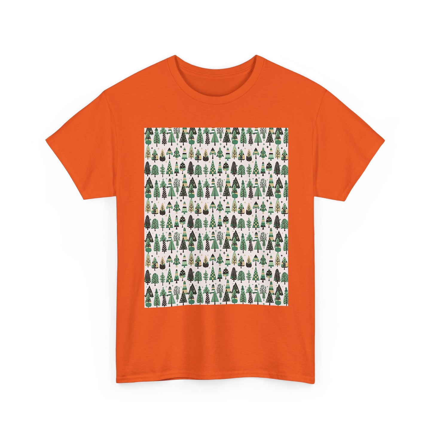Mini Vintage Green Trees Unisex Heavy Cotton Tee, Small