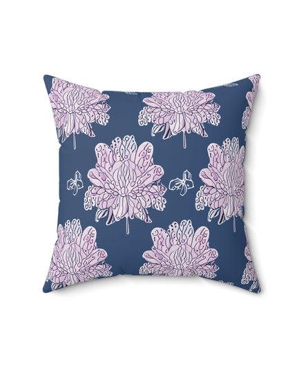 Purple White Floral Butterflies 16" x 16" Faux Suede Square Pillow