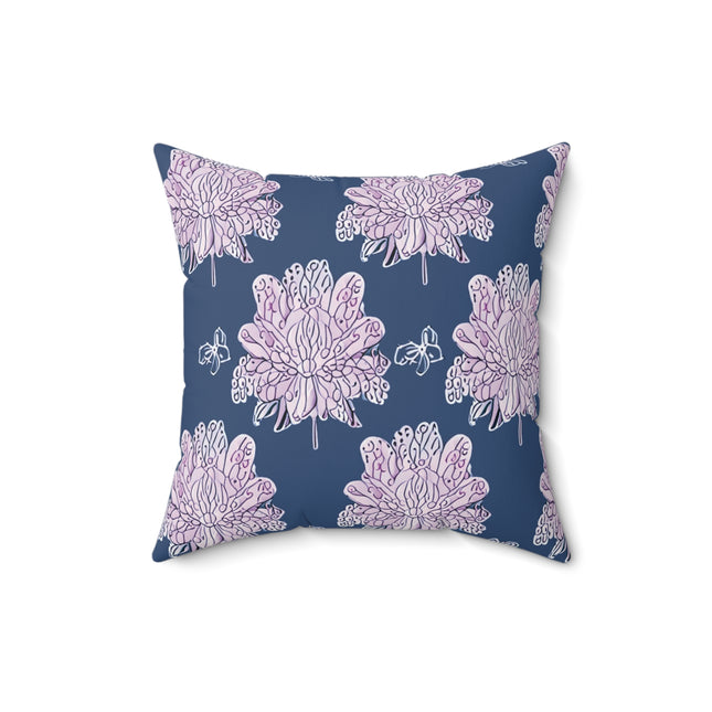 Purple White Floral Butterflies 16" x 16" Faux Suede Square Pillow