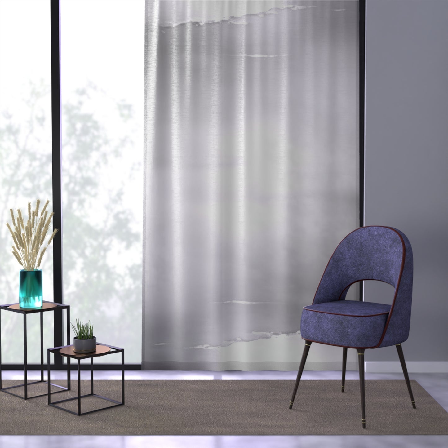 Sephia Sea Dark Fog Window Curtain, 50" x 84", partially transparent