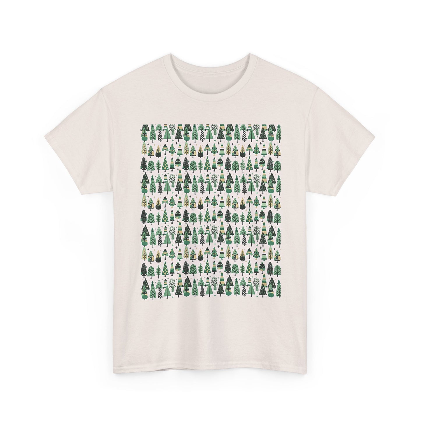 Mini Vintage Green Trees Unisex Heavy Cotton Tee, Small