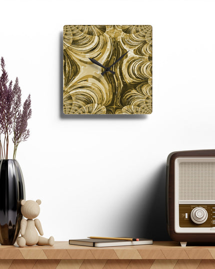 Uzi Spiral Light Brown Acrylic Wall Clock, Round or Square, 10.75" x 10.75"