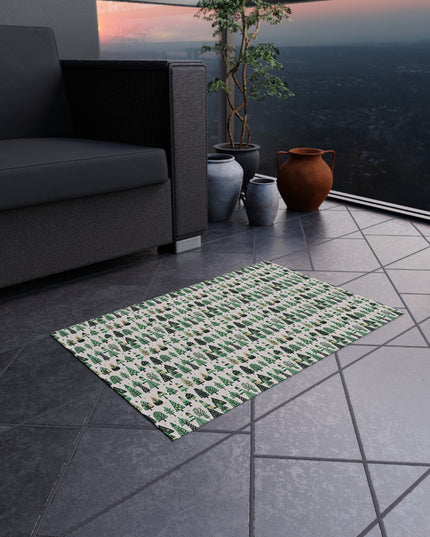 Mini Vintage Green Trees Outdoor Rug, 24" x 36"