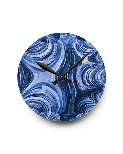 Uzi Spiral Deep Blue Acrylic Round Wall Clock, 8" x 8"