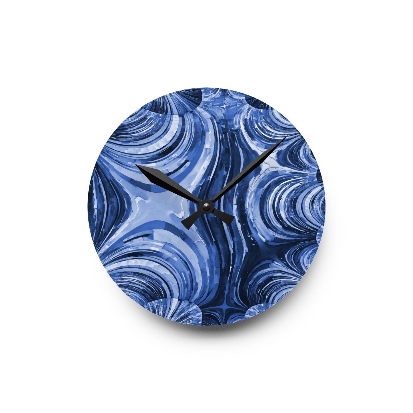 Uzi Spiral Deep Blue Acrylic Round Wall Clock, 8" x 8"