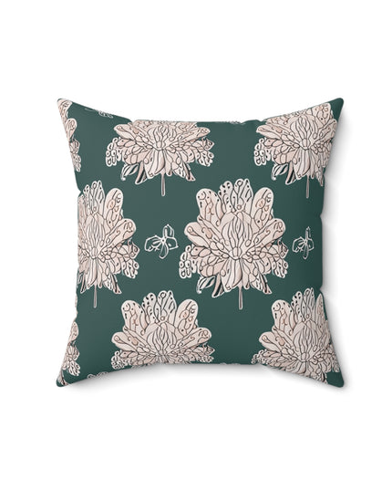 Soft White Floral Butterflies 16" x 16" Faux Suede Square Pillow
