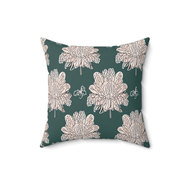 Soft White Floral Butterflies 16" x 16" Faux Suede Square Pillow