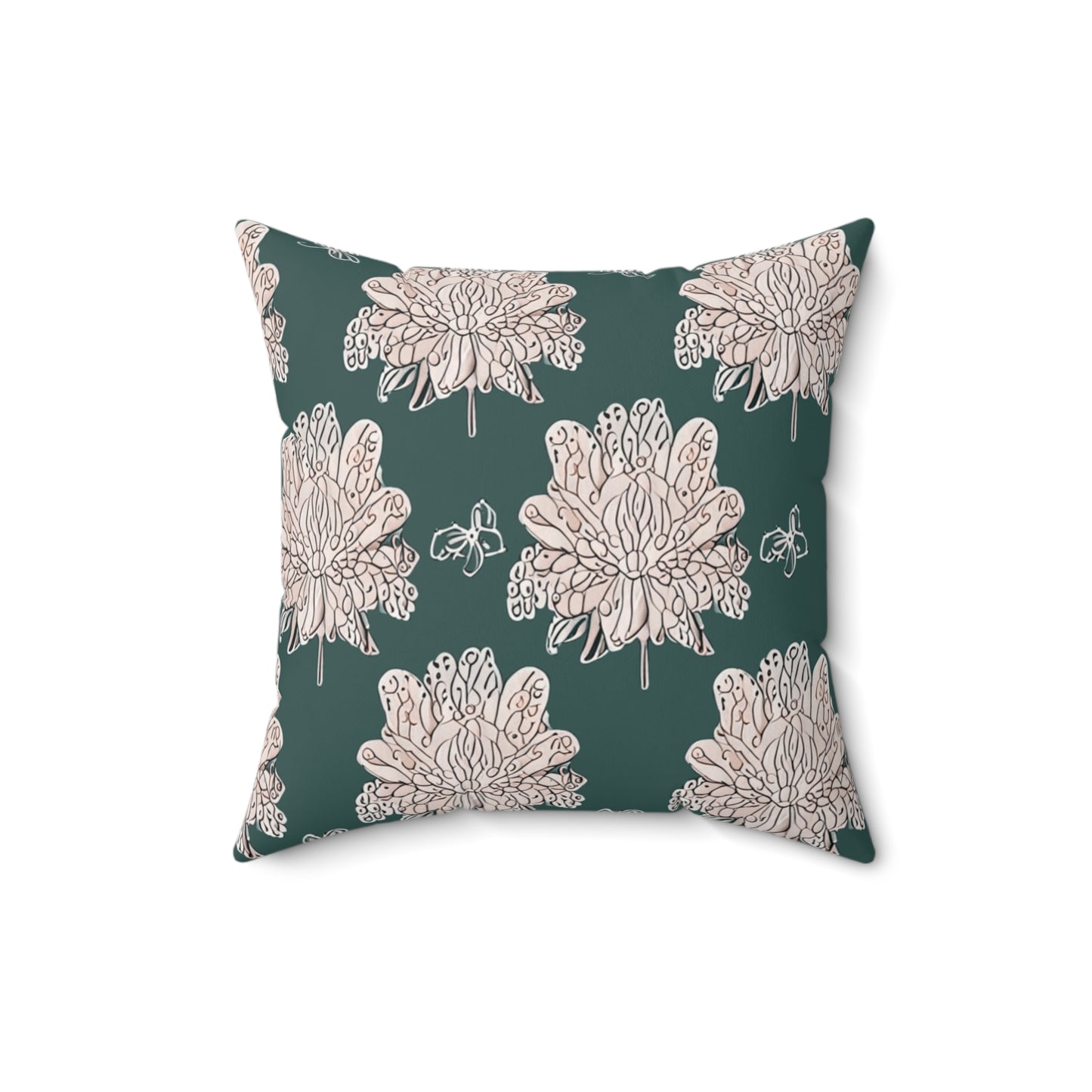 Soft White Floral Butterflies 16" x 16" Faux Suede Square Pillow
