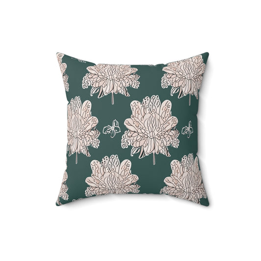 Soft White Floral Butterflies 16" x 16" Faux Suede Square Pillow