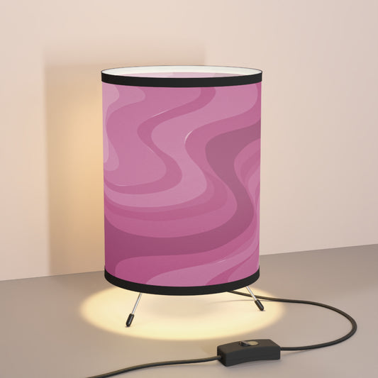 Pinky Mauve Wavey Tripod Lamp with High-Res Printed Shade, US\CA plug