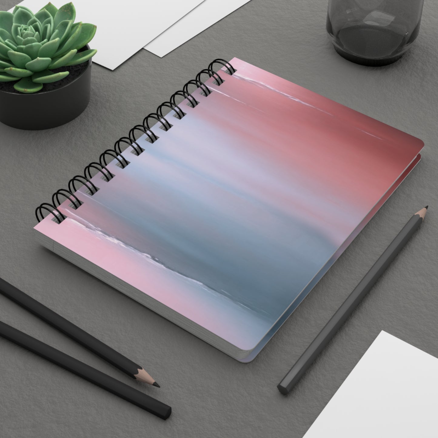 Gray Sea Pink Fog Spiral Bound Journal, 5" x 7" 150 pages