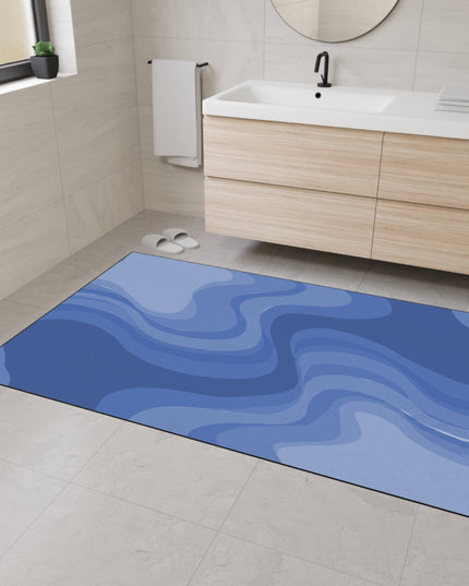 Deep Blue Wavey 48" x 72" Heavy Duty Floor Mat