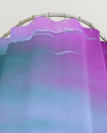 Dark Blue Green Sea Purple Fog Shower Curtains, 71" x 74"