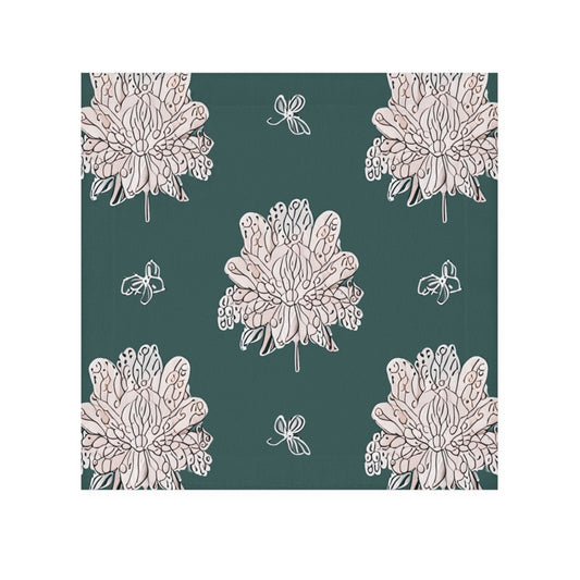 Soft White Floral Butterflies Face Towel, 13" x 13"