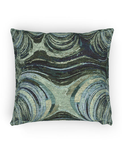 Uzi Spiral Blue Green Woven Pillow, 17" x 18"