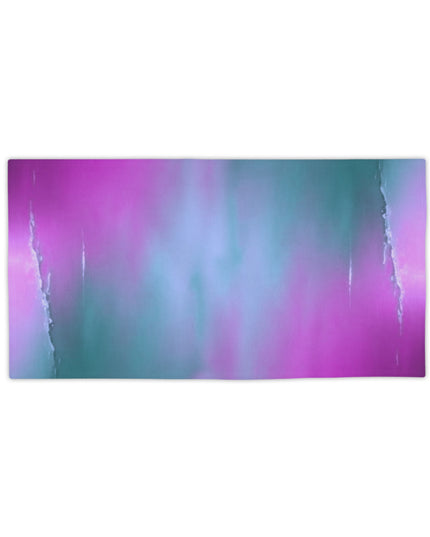 Dark Blue Green Sea Purple Fog Beach Towel, 24" x 44"