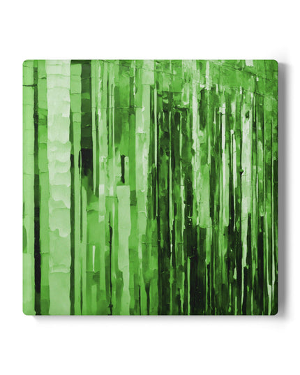 Striped Mint Pastel 4" x 4" Square Ceramic Coaster