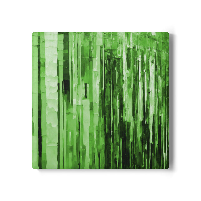 Striped Mint Pastel 4" x 4" Square Ceramic Coaster