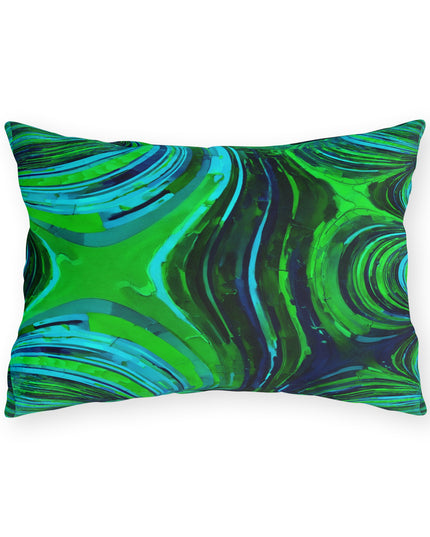 Uzi Spiral Blue Green 20" x 14" Outdoor Pillow