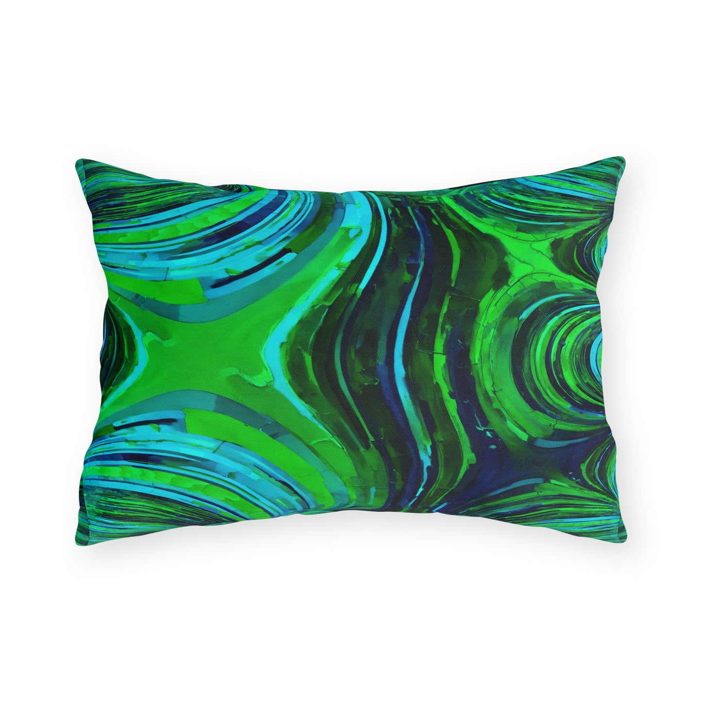 Uzi Spiral Blue Green 20" x 14" Outdoor Pillow