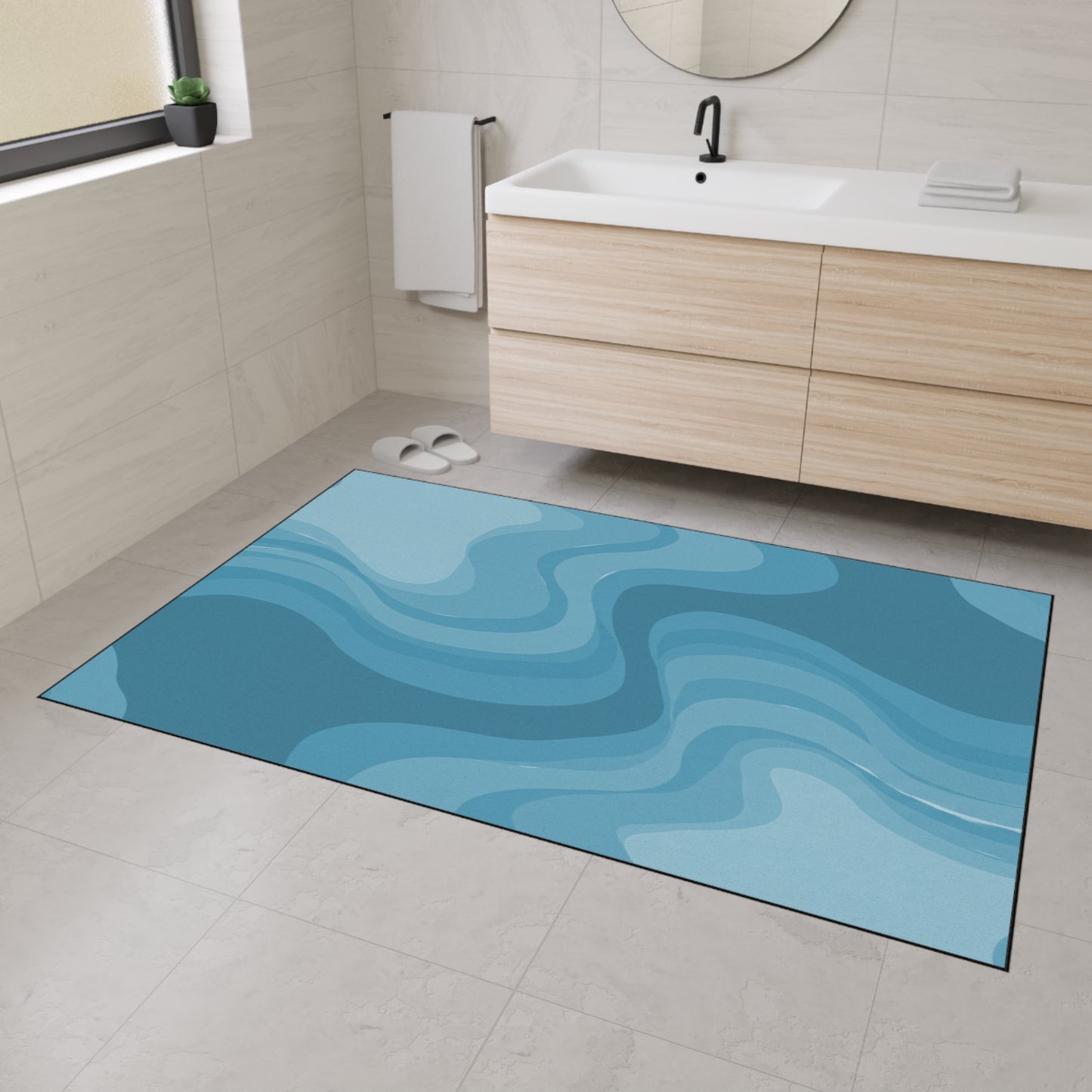 Sky Blue Wavey 48" x 72" Heavy Duty Floor Mat