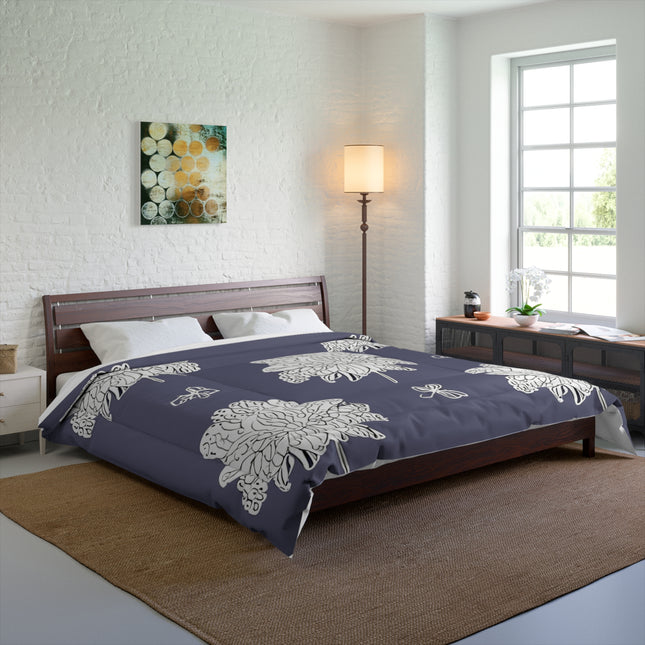 White Floral Butterflies 104" × 88" Comforter