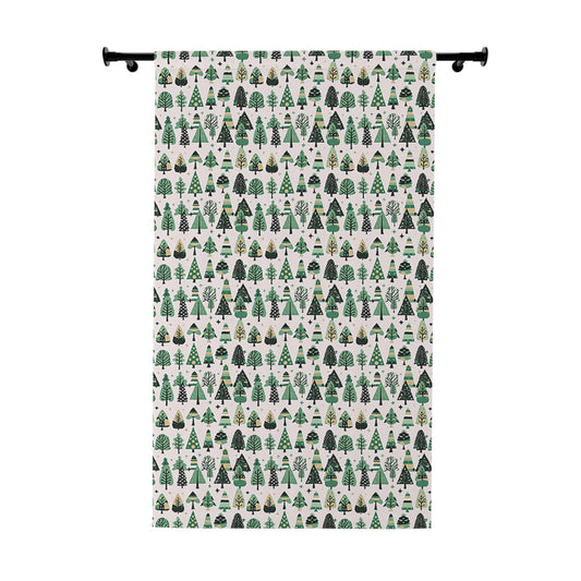 Mini Vintage Green Trees Window Curtain, 50" x  84", blackout