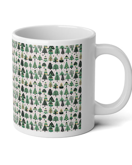 Mini Vintage Green Trees 20 oz White Glossy Jumbo Mug